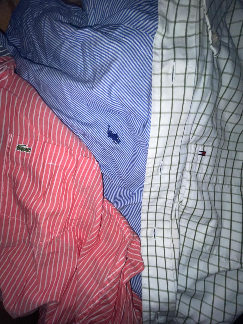 Red, blue and white striped shirts